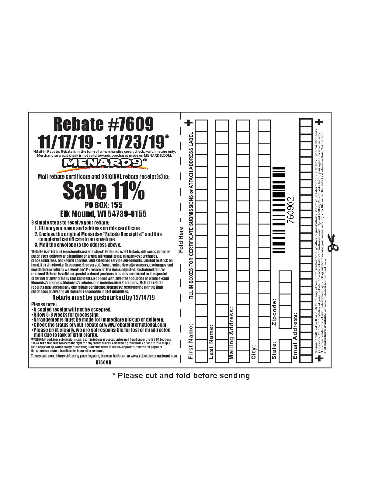 Expired Menards Rebate Form 5793