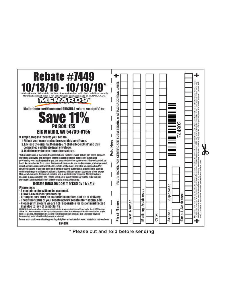 Fillable Rebate Form 4448 Menards