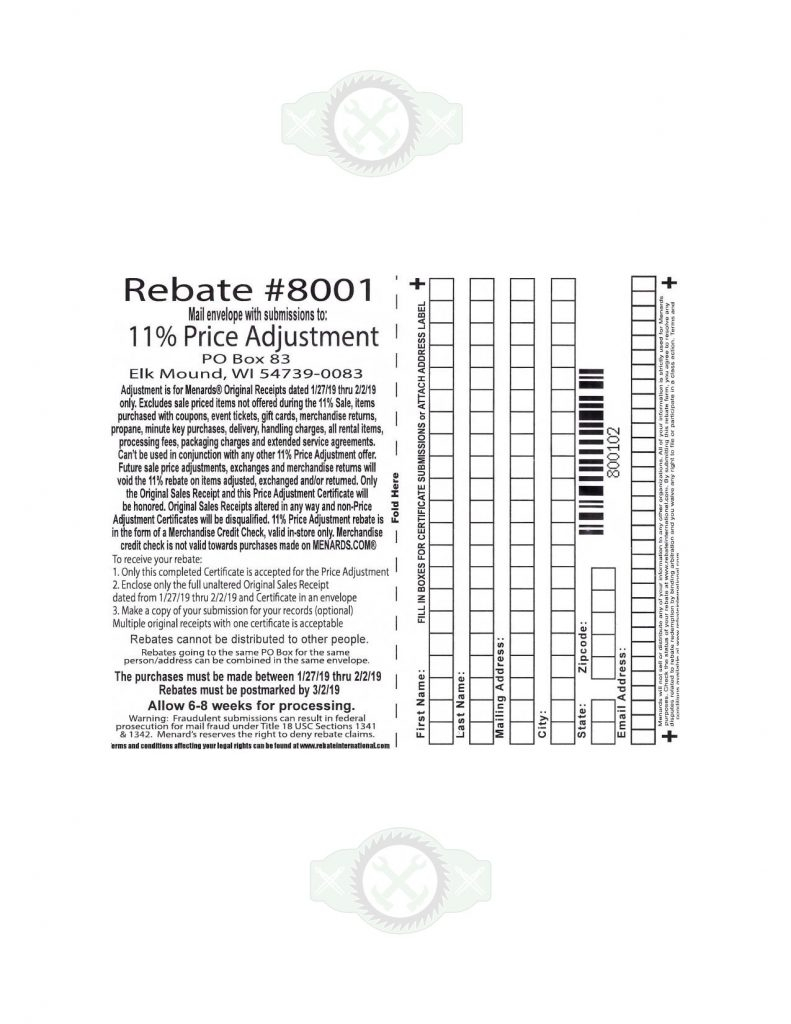 Menards Rebate 5879 Form