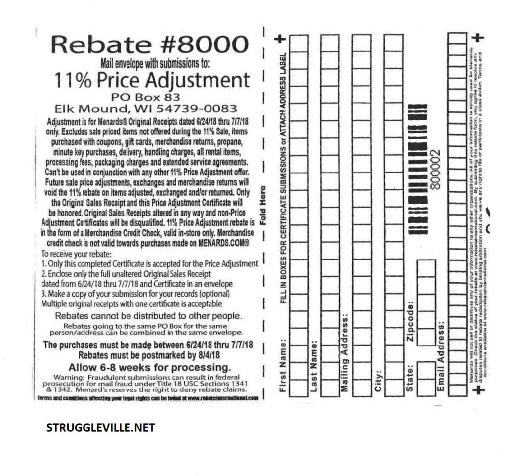 Menards Rebate Adjustment Form June 2022