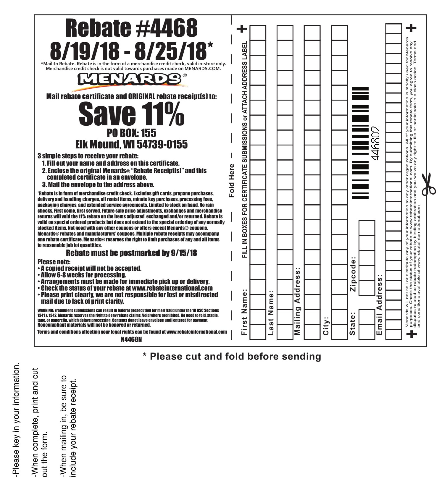 Menards Rebate Form Address Field Is Short