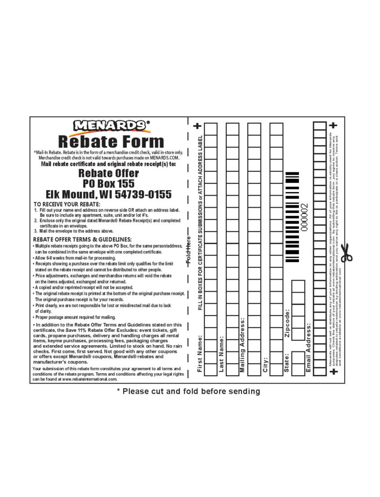 Menards Rebate Form April 2024