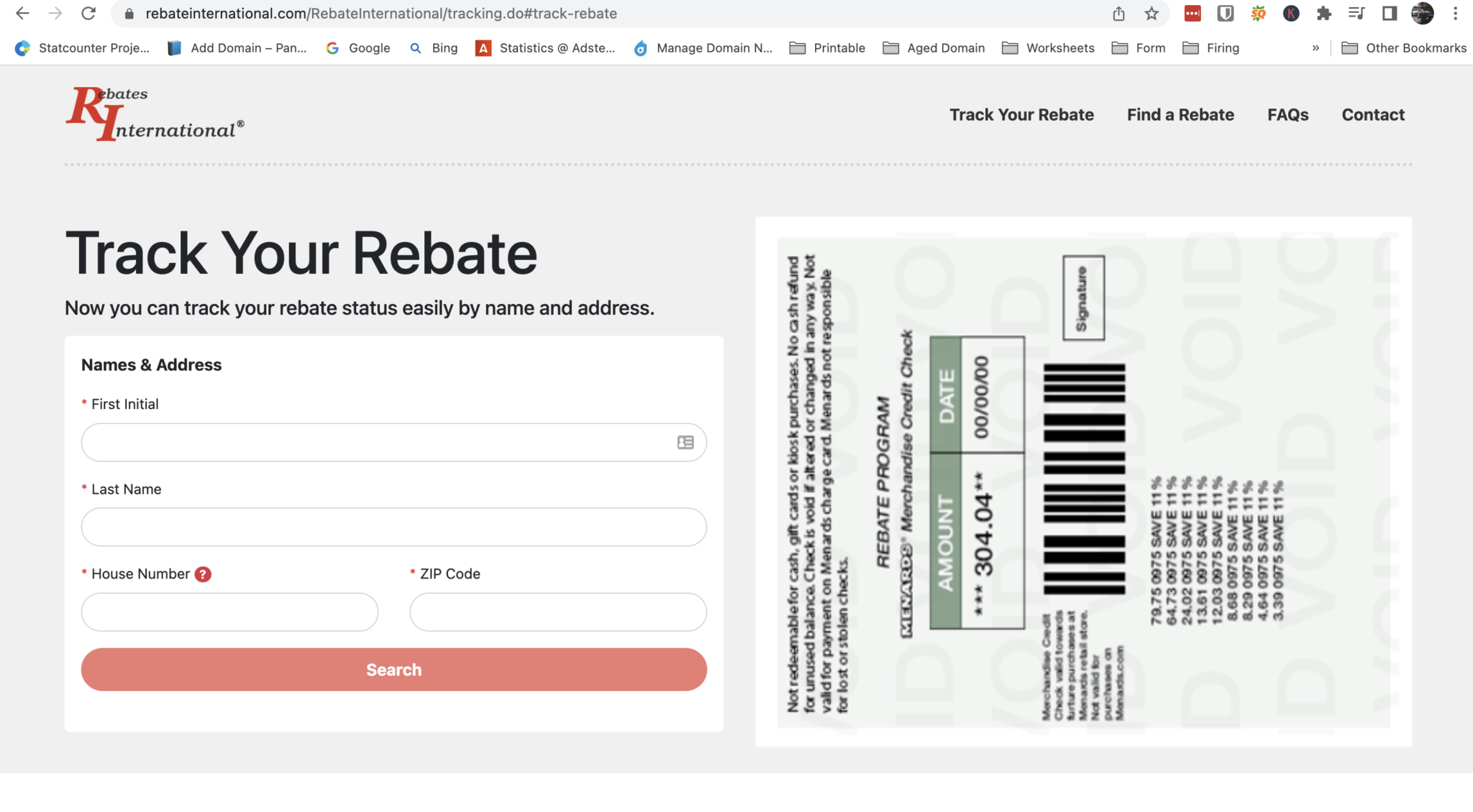 Track Menards Rebate Status