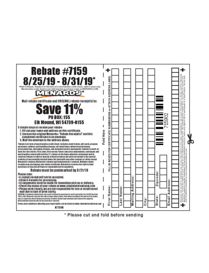 Menards Rebate For Purchases Before The 11 Sale