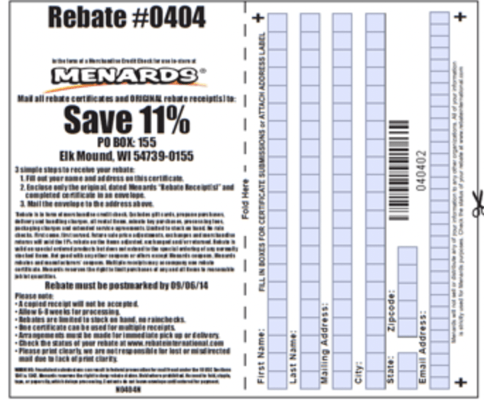 Menards 11 Rebate Dates May 2023