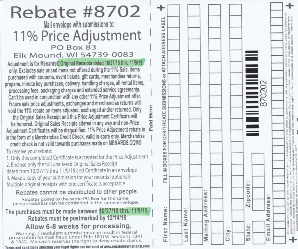 Menards Rebate 8702