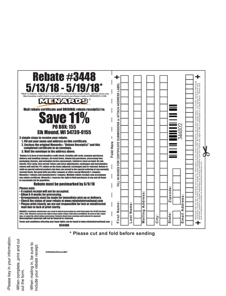 Menards Rebate 3448