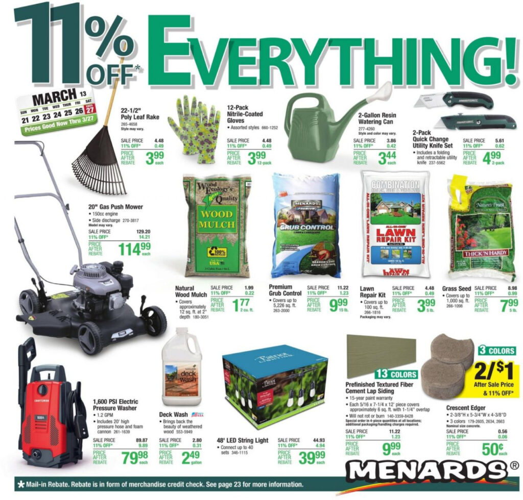 Menards 11 Rebate April 2023