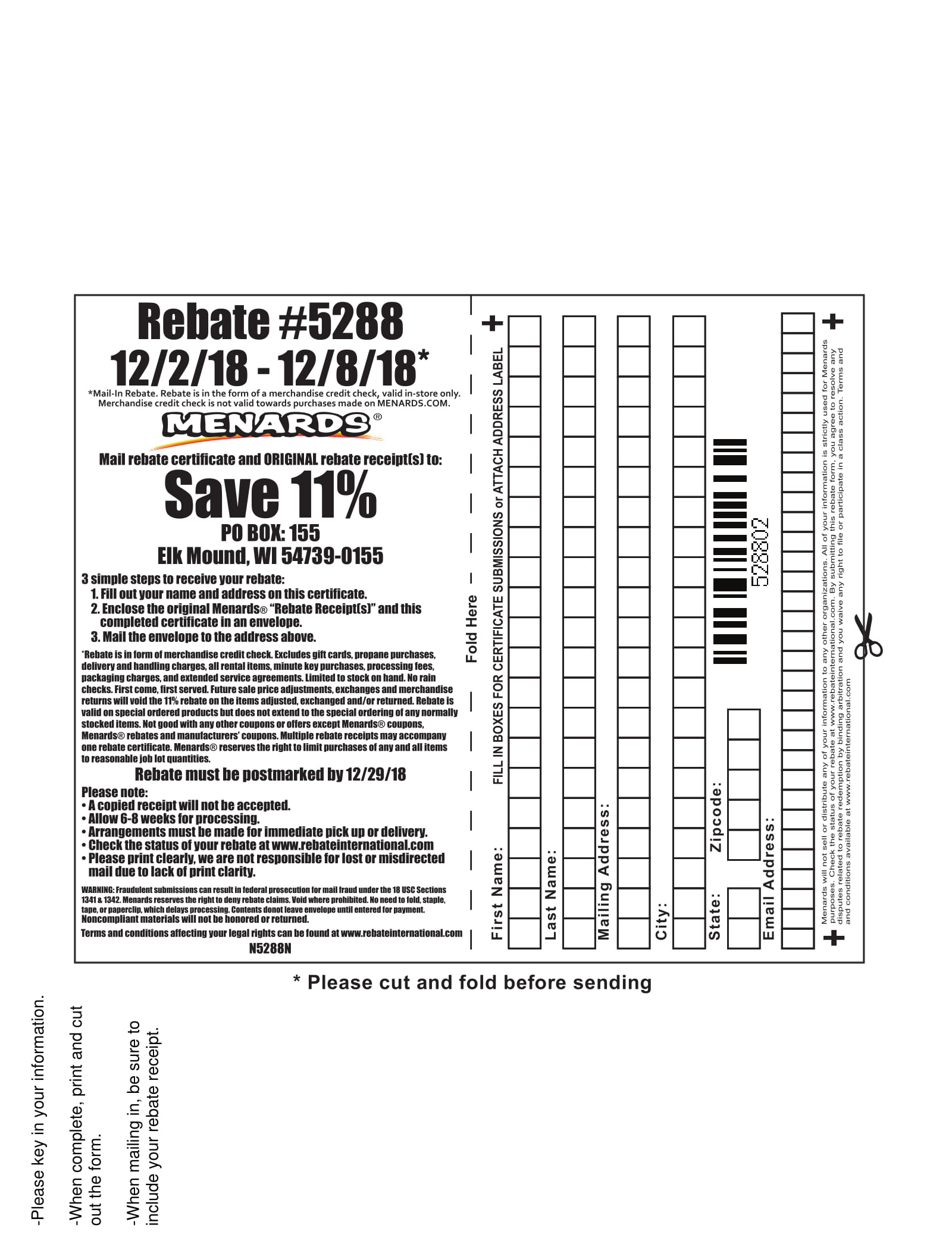 Missed Menards 11 Rebate