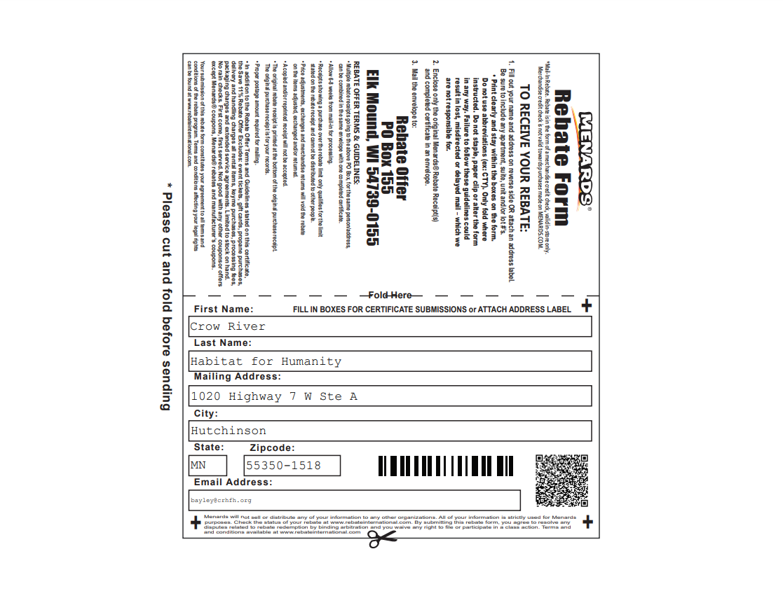 Menards 115 Rebate 12 14 18