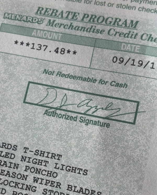 Never Received My Menards Rebate