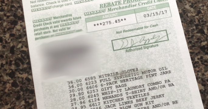 Menards Rebate Check Not Received