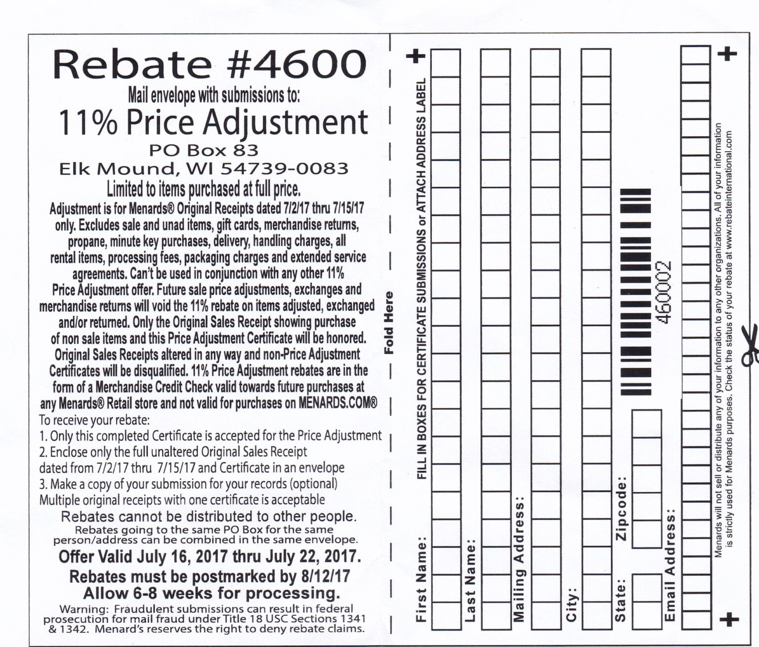 Menards Rebate Expired