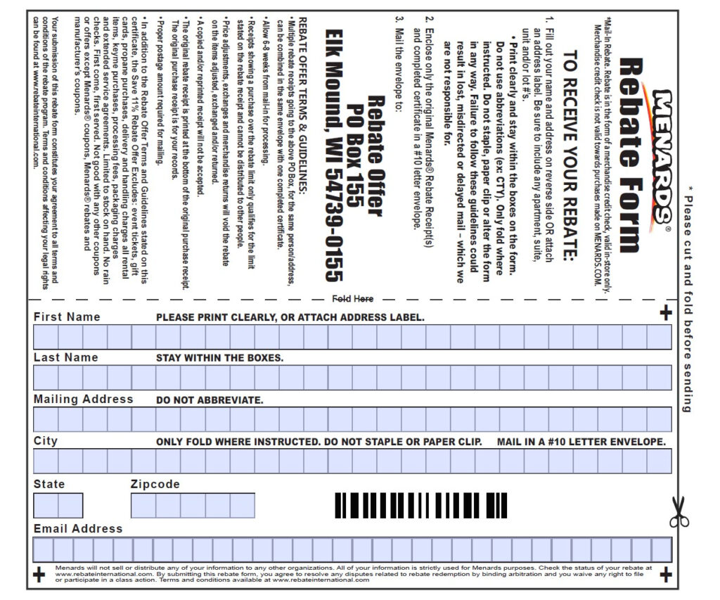 Addressing Menards Rebate With Printer