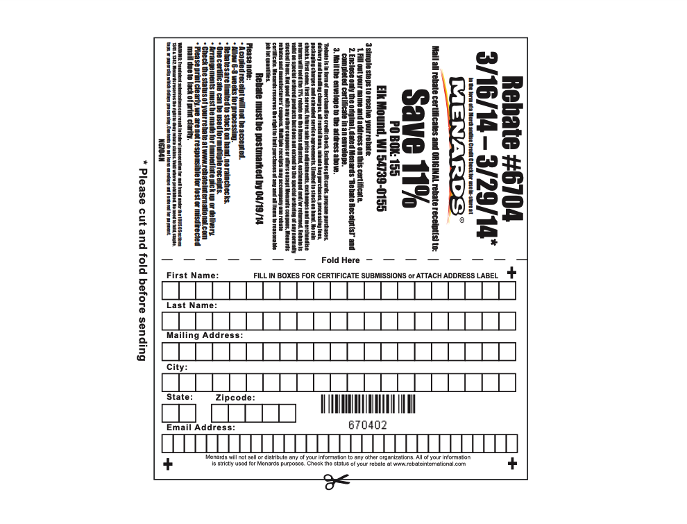 Menards 11 Rebate Form January 2023