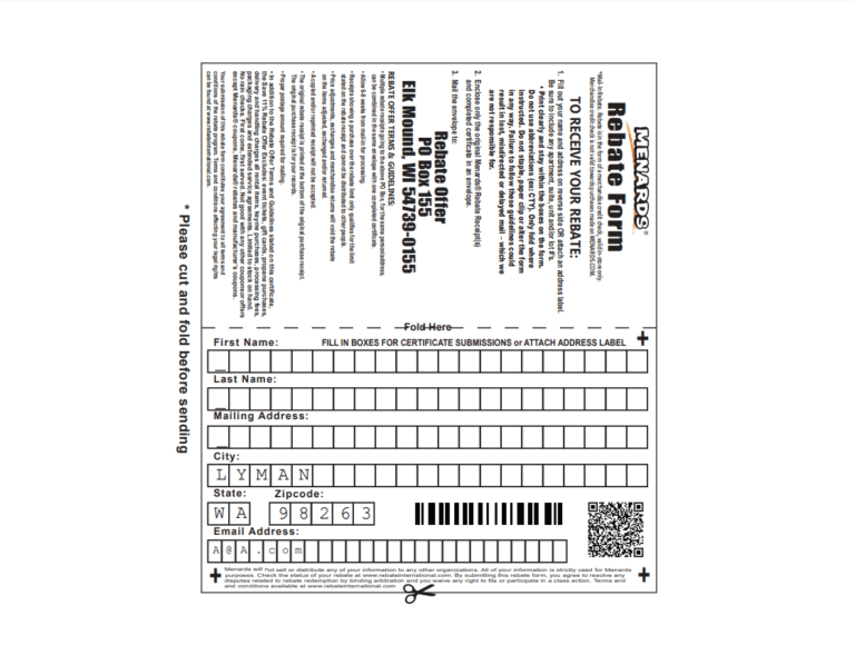 Print Menards Rebate 4458