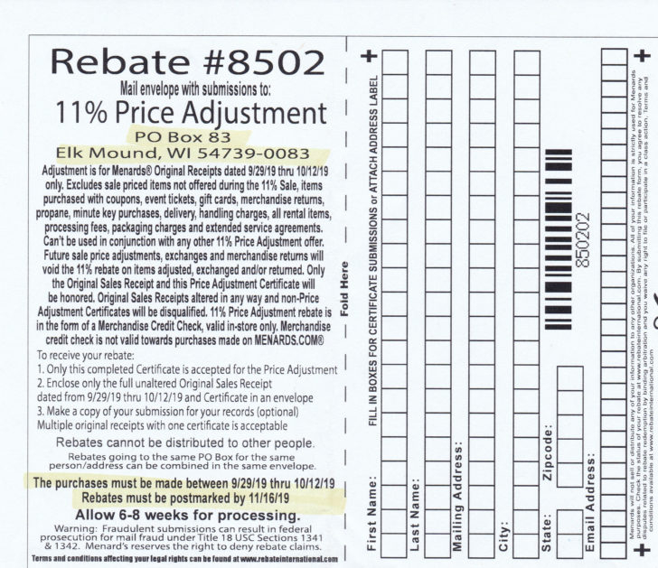 Menards Rebates 7599