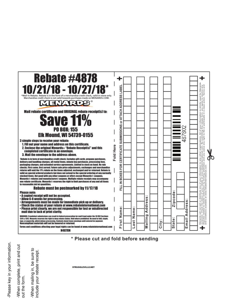 Menards Rebate 4878