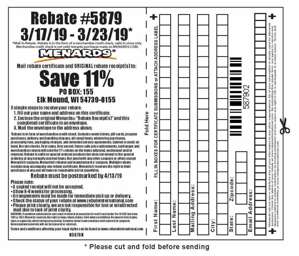 Menards 11 Rebate 5879