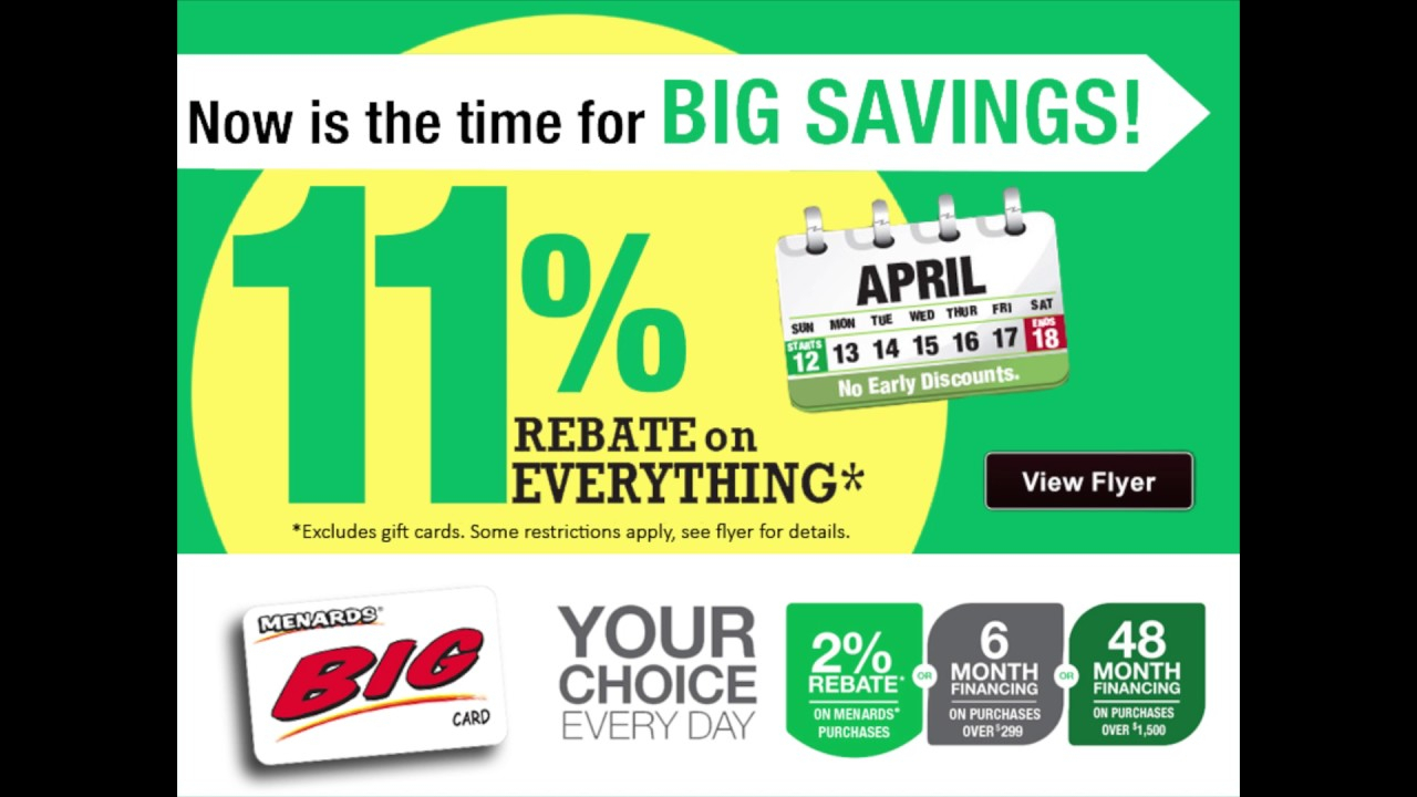 11 Rebate Menards Dates