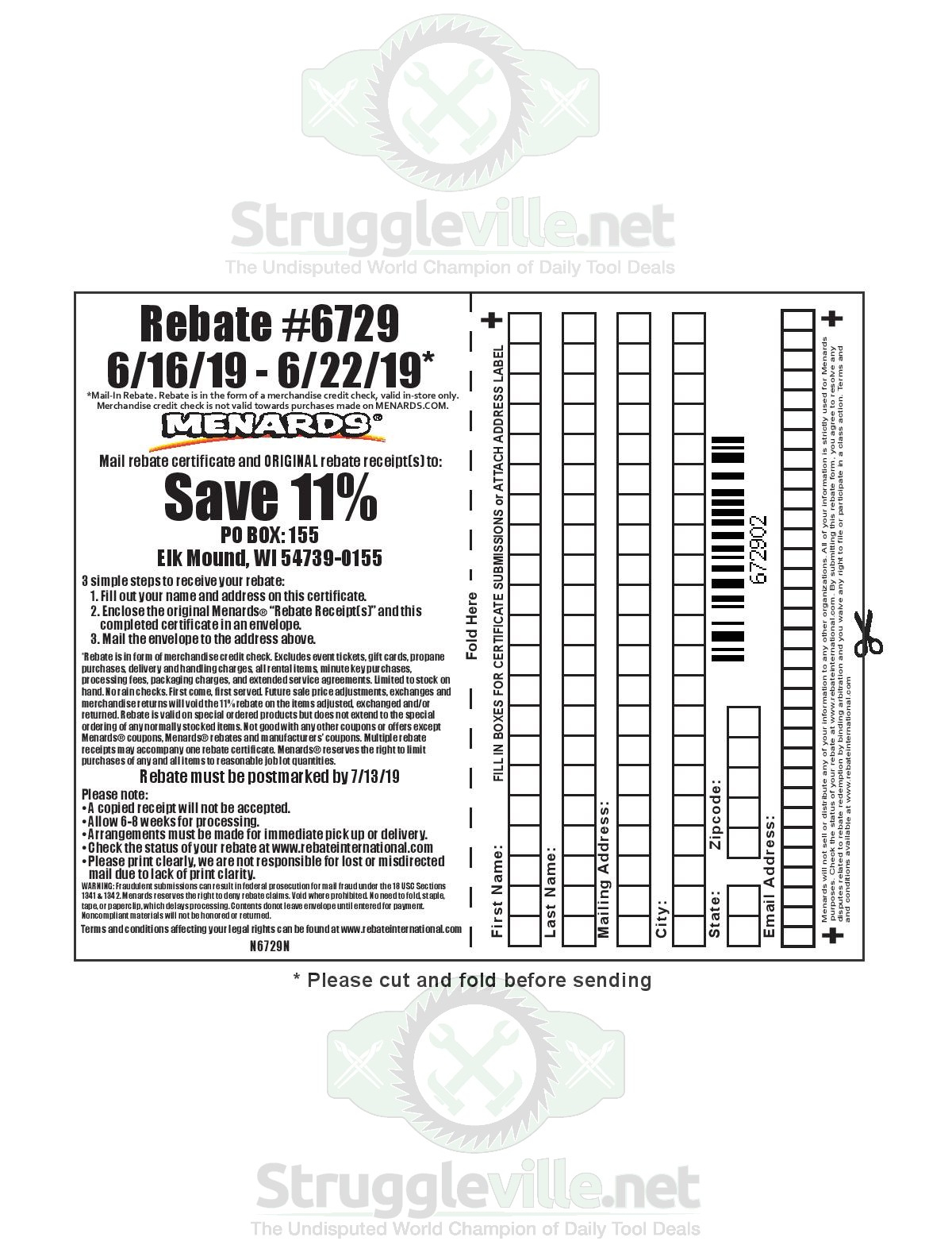 Menards 11 Rebate Off Dates