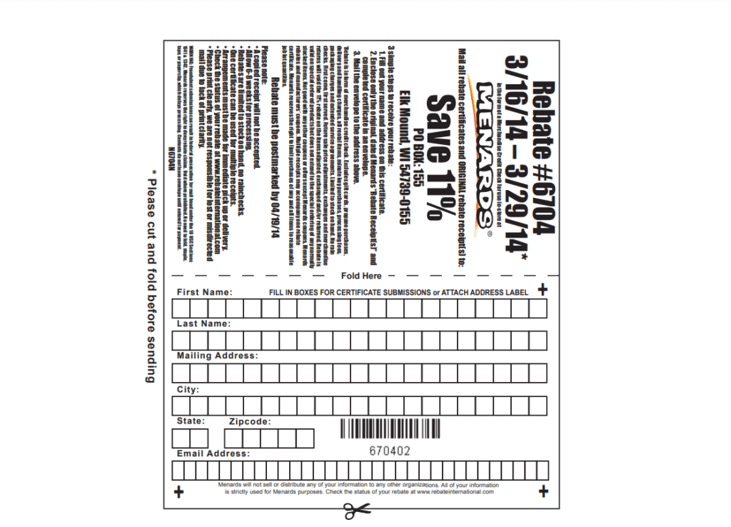 Menards Wichita 11 Rebate Schedule 2023