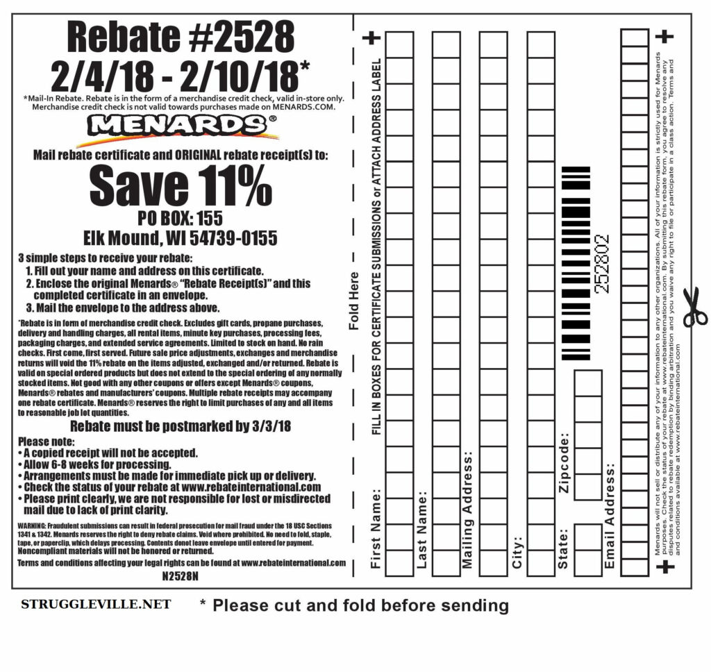 Menards Rebate 2528