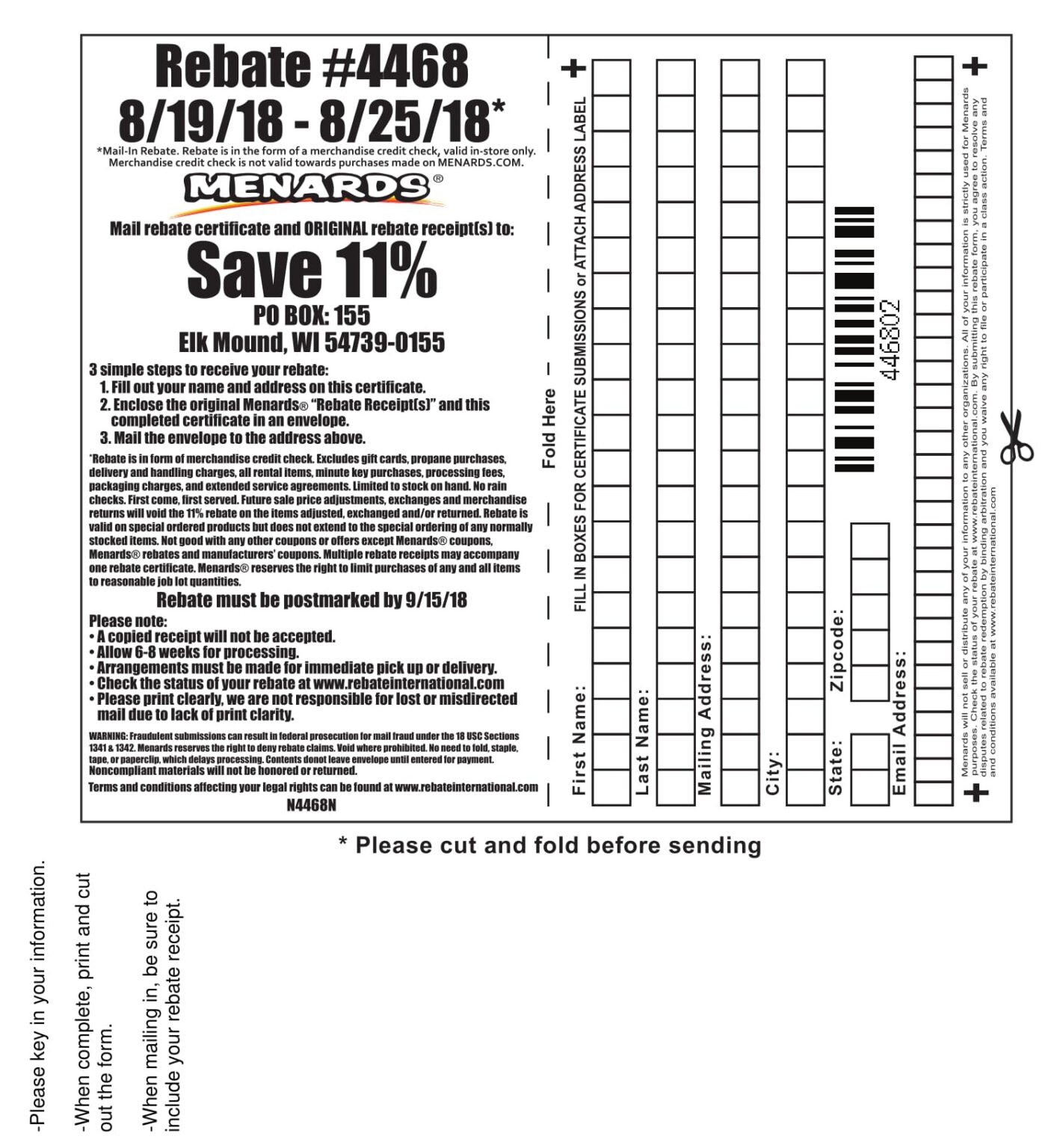 Whats The Address Of Menards Rebate