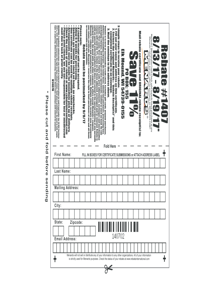 Print Menards Rebate 6887